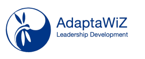 AdaptaWiZ Leadership Development logo with blue dragonfly symbol for systemic leadership coaching in tech and biomedical R&D